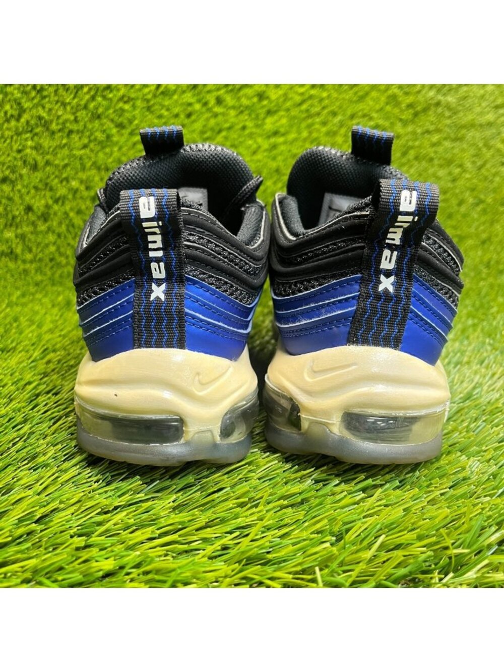 Nike Air Max 97 Mens Size 8 Black Blue Athletic Running Walking Shoes Sneakers
